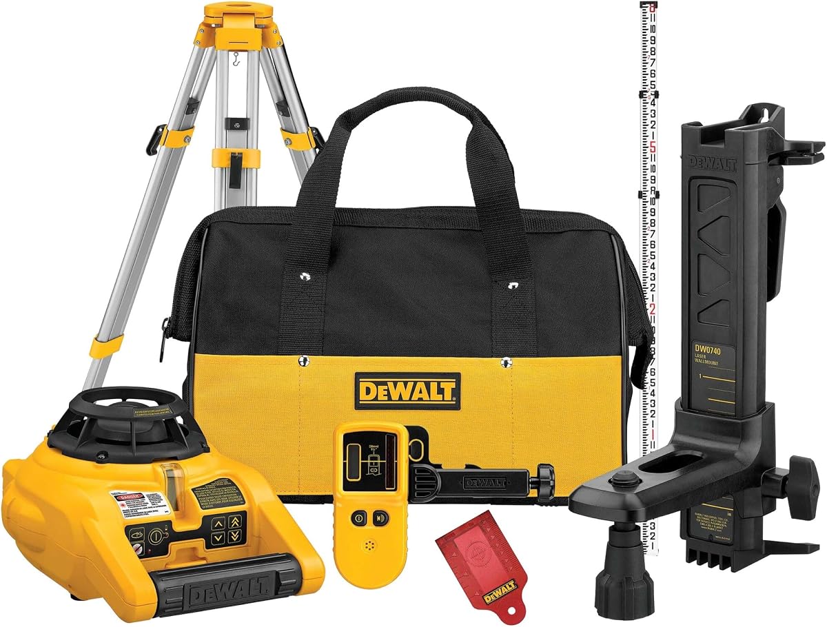 Rotary Laser Level Kit, Indoor/Outdoor Survey Laser Transit (DW074KD)