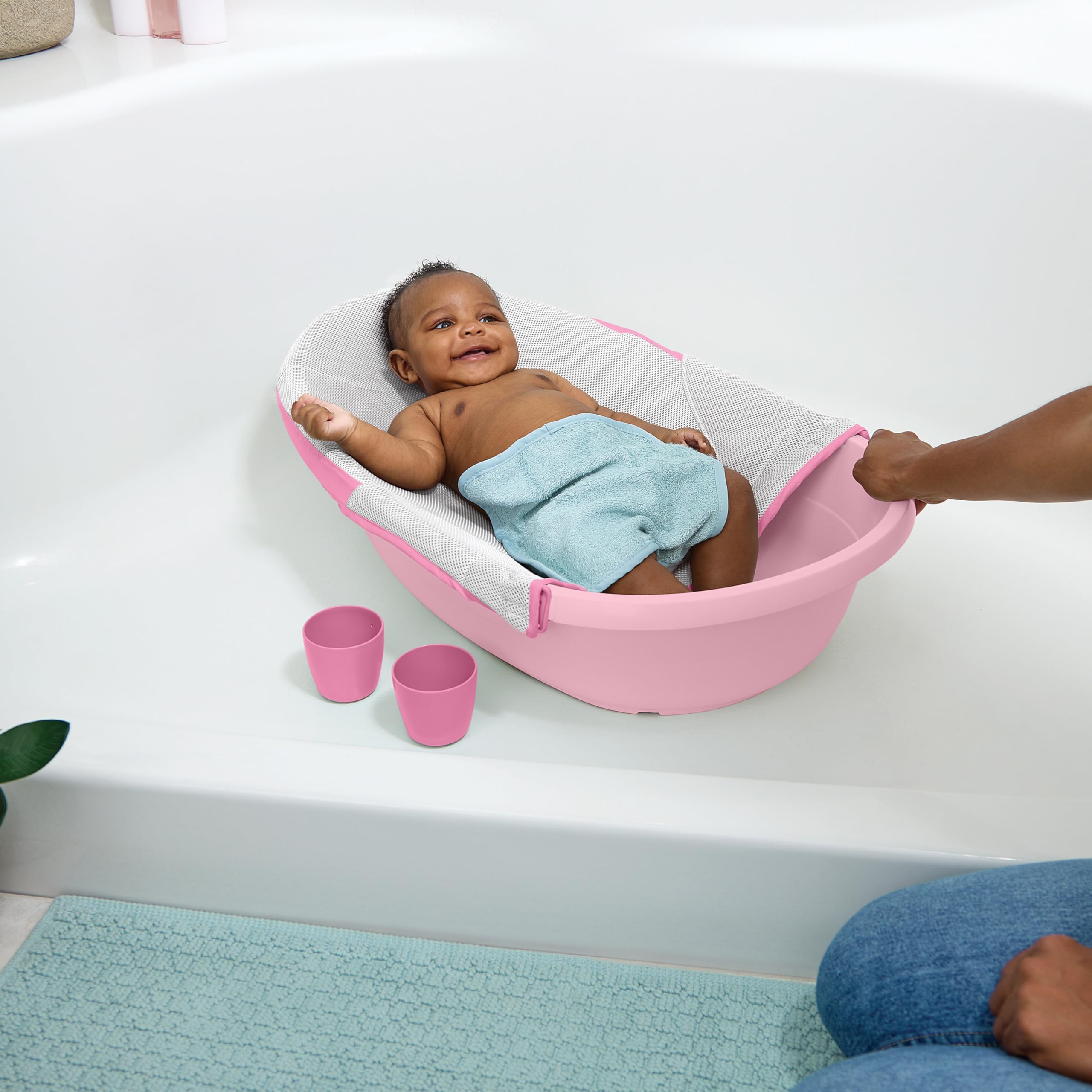 Ingenuity Bañera para bebés 4 en 1 Room to Soak, 4 etapas de uso, arnés de apoyo, asiento con apoyo, a partir de recién nacidos, Rosa