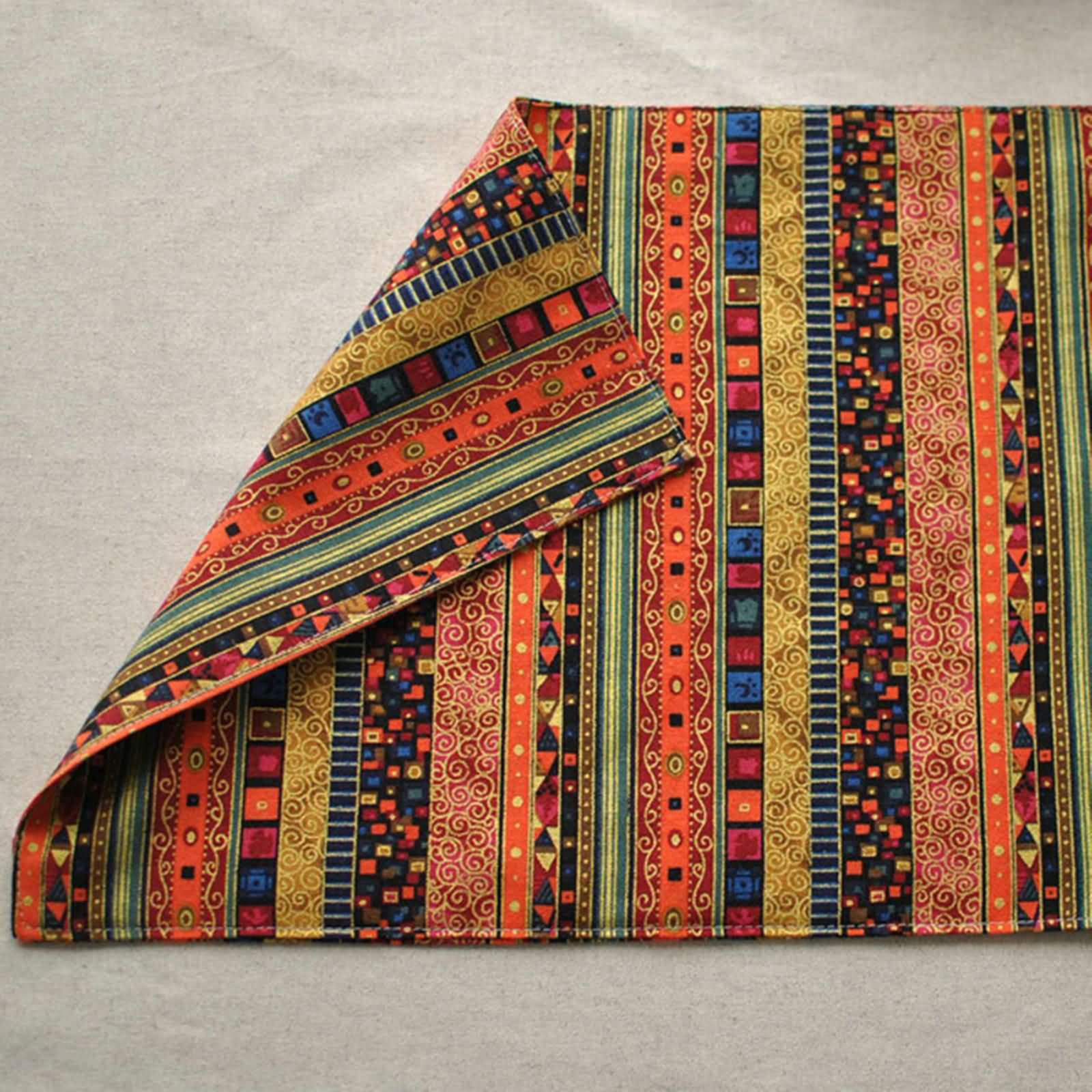 8Pièces Napperon Table Salle a Manger, 30 x 40 CM Tapis de Table Antidérapant Salon Orange, Style Ethnique avec Motif Rayures