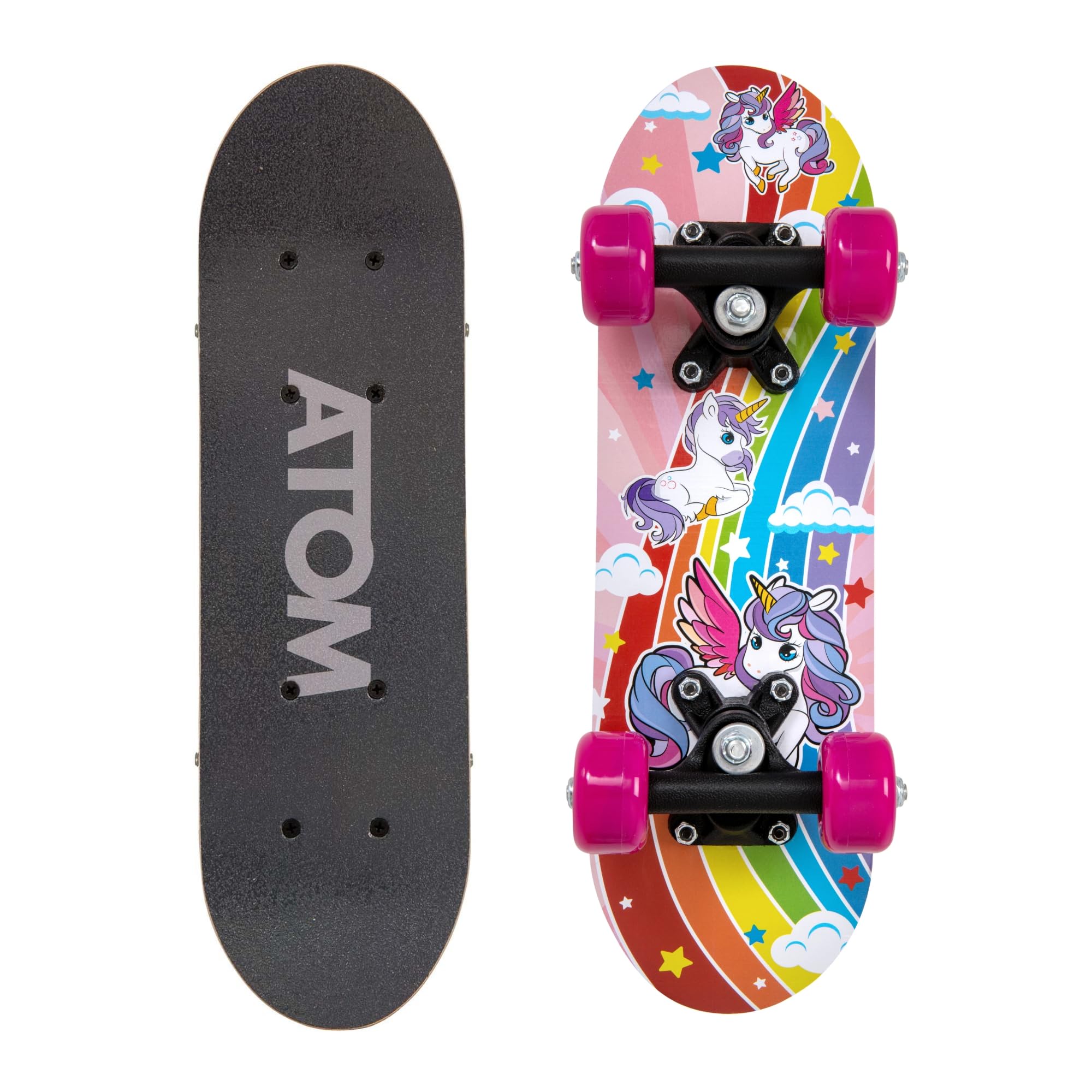 Atom 17" Skateboard for Beginners or Pros | Kids & Teenager Maple Board With 3" PP Trucks | Mini Cruiser Complete | Suitable for All Aged 5+ (Unicorn)