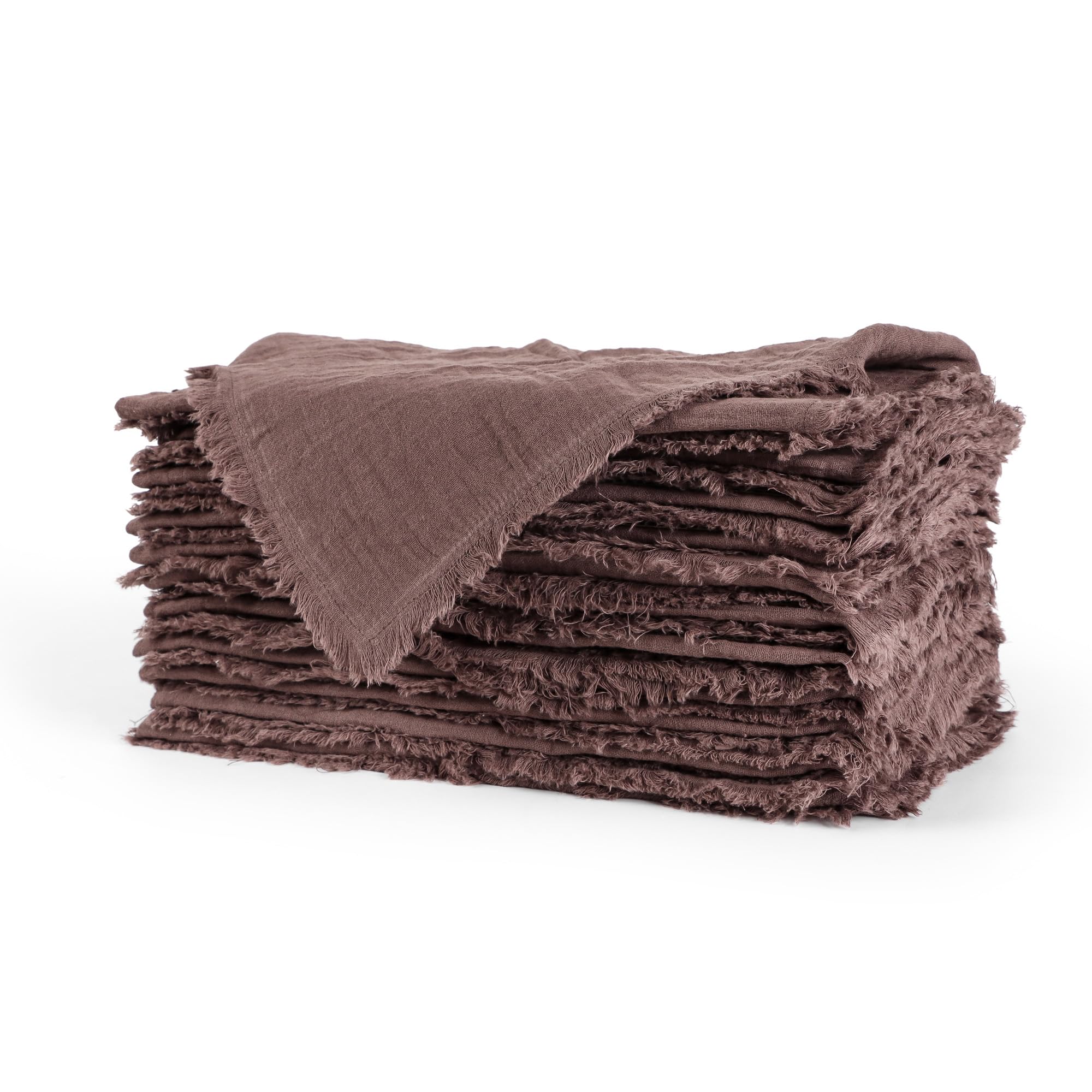 Servilletas de algodón con flecos color chocolate que decoran tu mesa formal