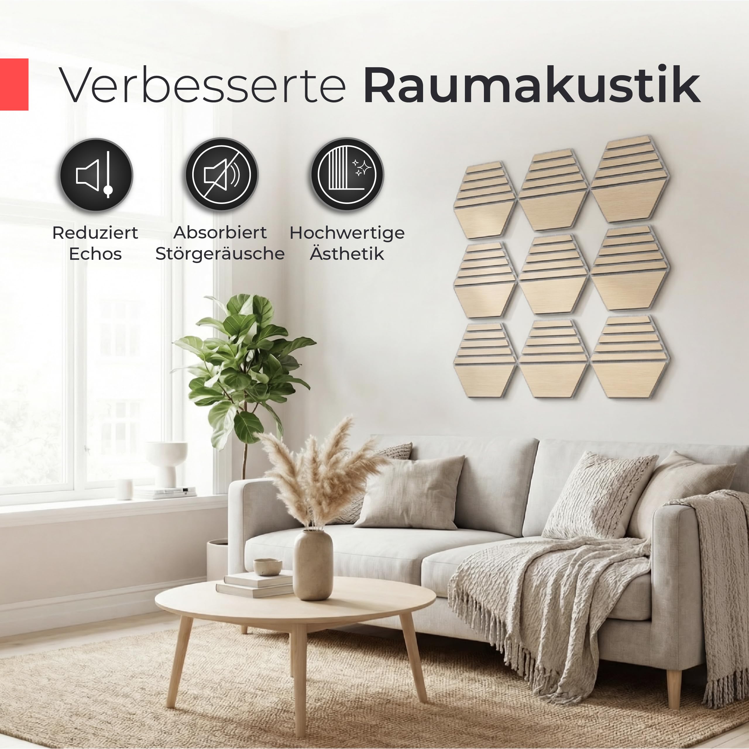 Akustikpaneele Holz - selbstklebend - Echtholz & Akustikfilz