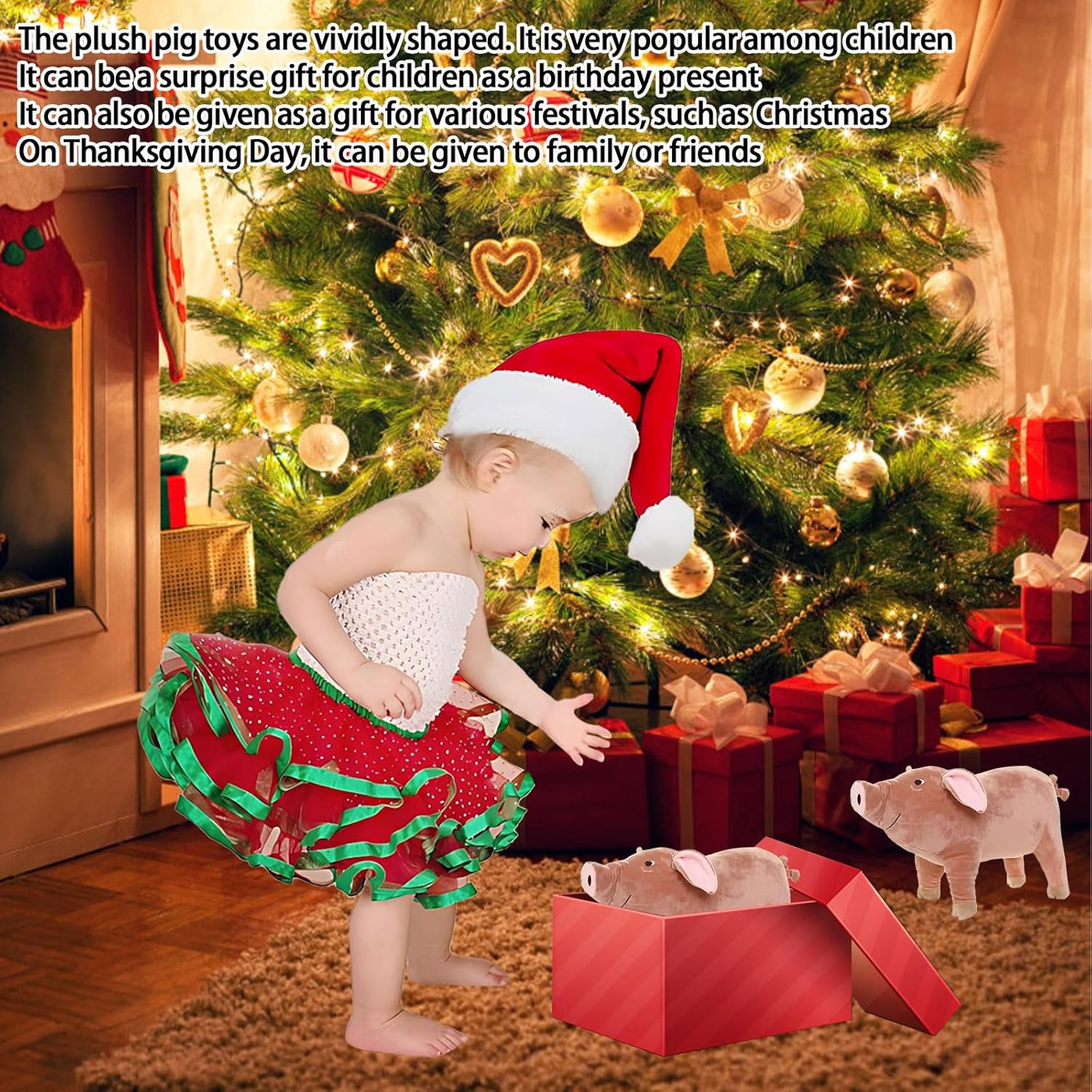 Pig Stuffed Animal Plush Toy, Soft Piggy Hugging Pillow Gifts for Kids, 15.7'' - Image 6