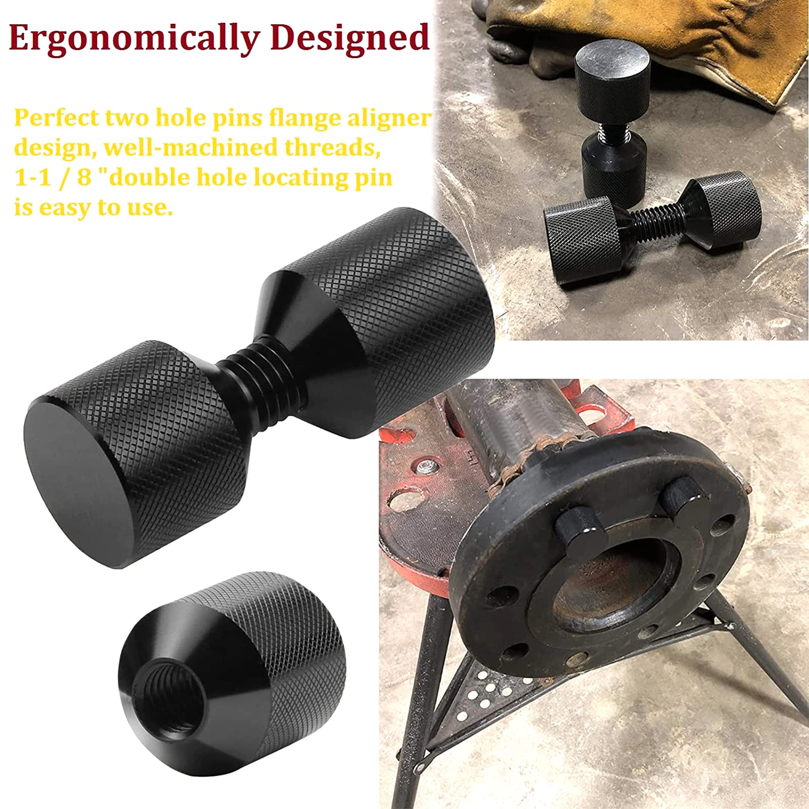 Nawwgy 1-1/8inch Two Hole Pins Set Aluminum 2 Hole Flange Alignment Pin Firm Flange Arrangement Pin Set Two Hole Pins Set Handy Two Hole pin Set