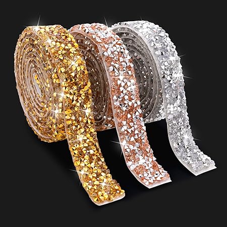 Rhinestone Ribbon, 1 Yard Acrylic Diamond Mesh Wrap Roll Sparkle ...