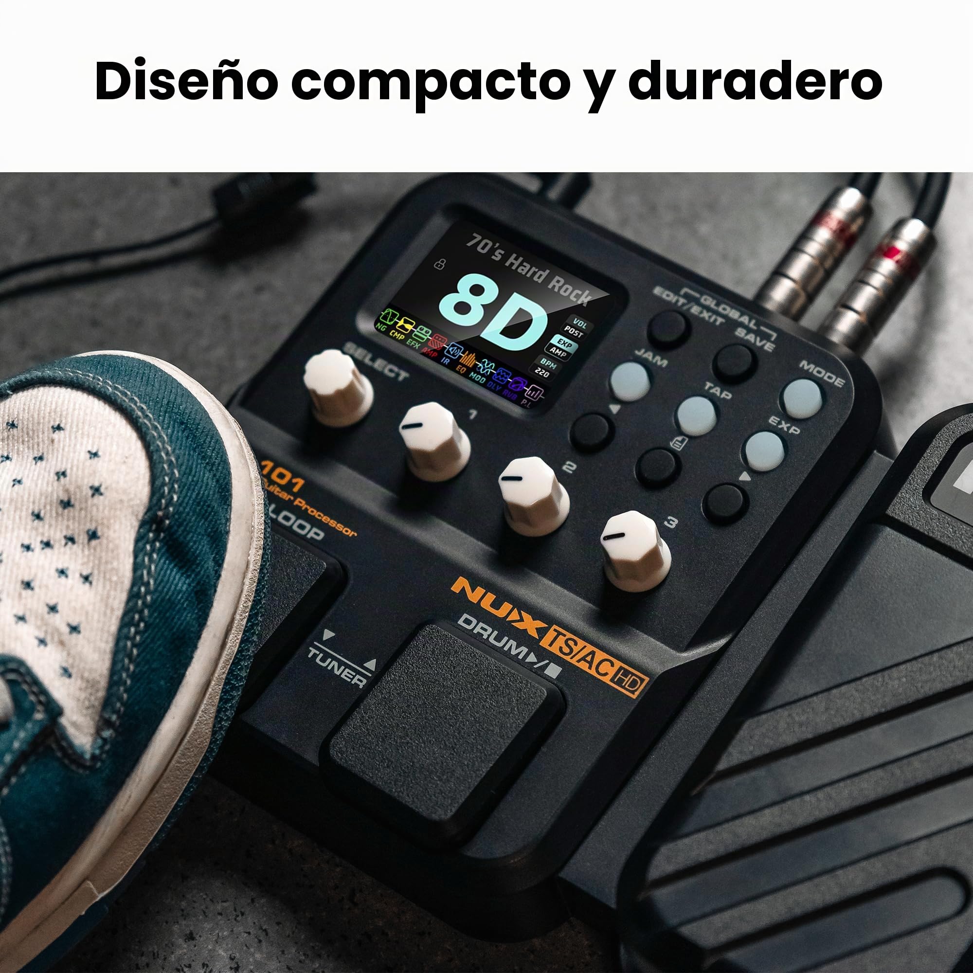 NUX MG-101 - Pedal de efectos múltiples, 25 modelos de amplificador clásicos, 512 muestras de resolución IR, 46 efectos, transmisión en directo fácil