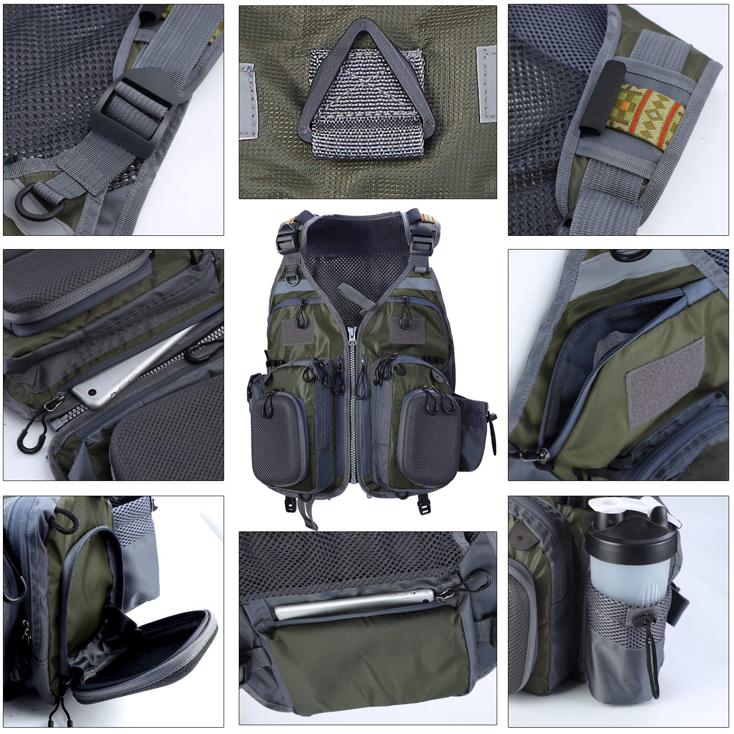 PELLOR Herren Outdoor Weste Atmungsaktiv mit Taschen für Jagd Angeln