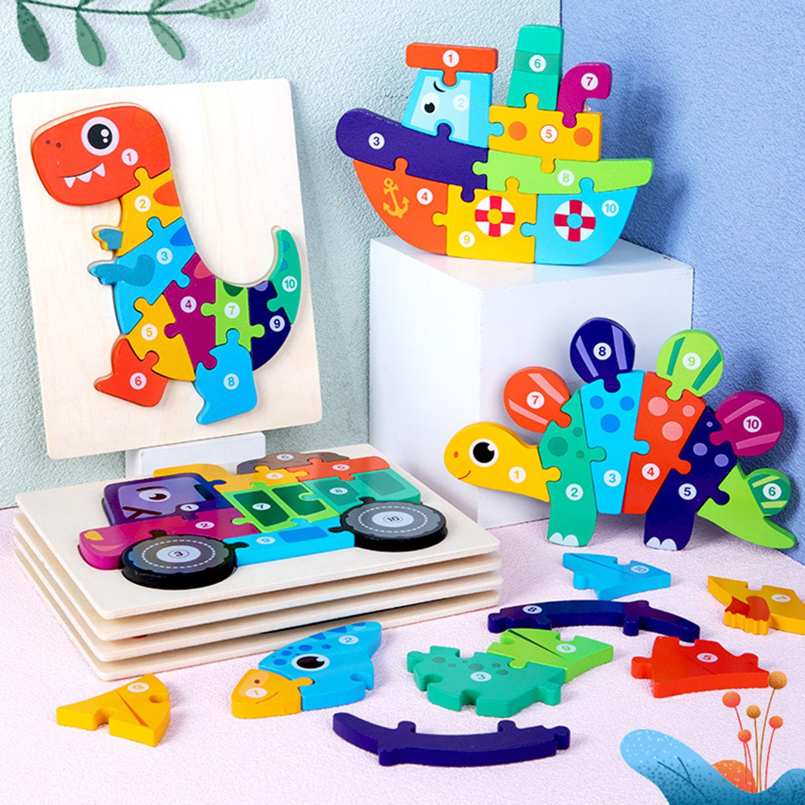 Holzpuzzle Für Kleinkinder 3D, Lernspielzeug Für Frühe Bildung | Holz-Zahlenpuzzle, Montessori-Zahlenspielzeug, Formzuordnungsspiel