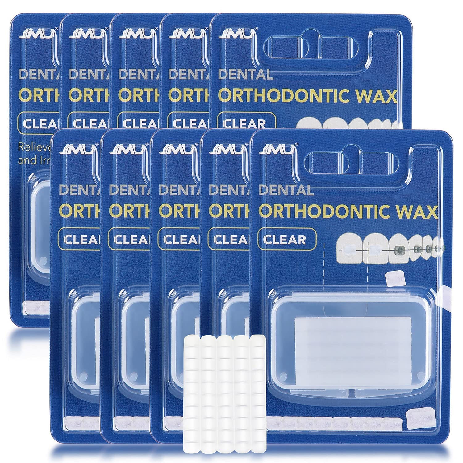 Braces Wax,10 Pack JMU Dental Orthodontic Wax for Braces Aligners, Precut Wax Dots