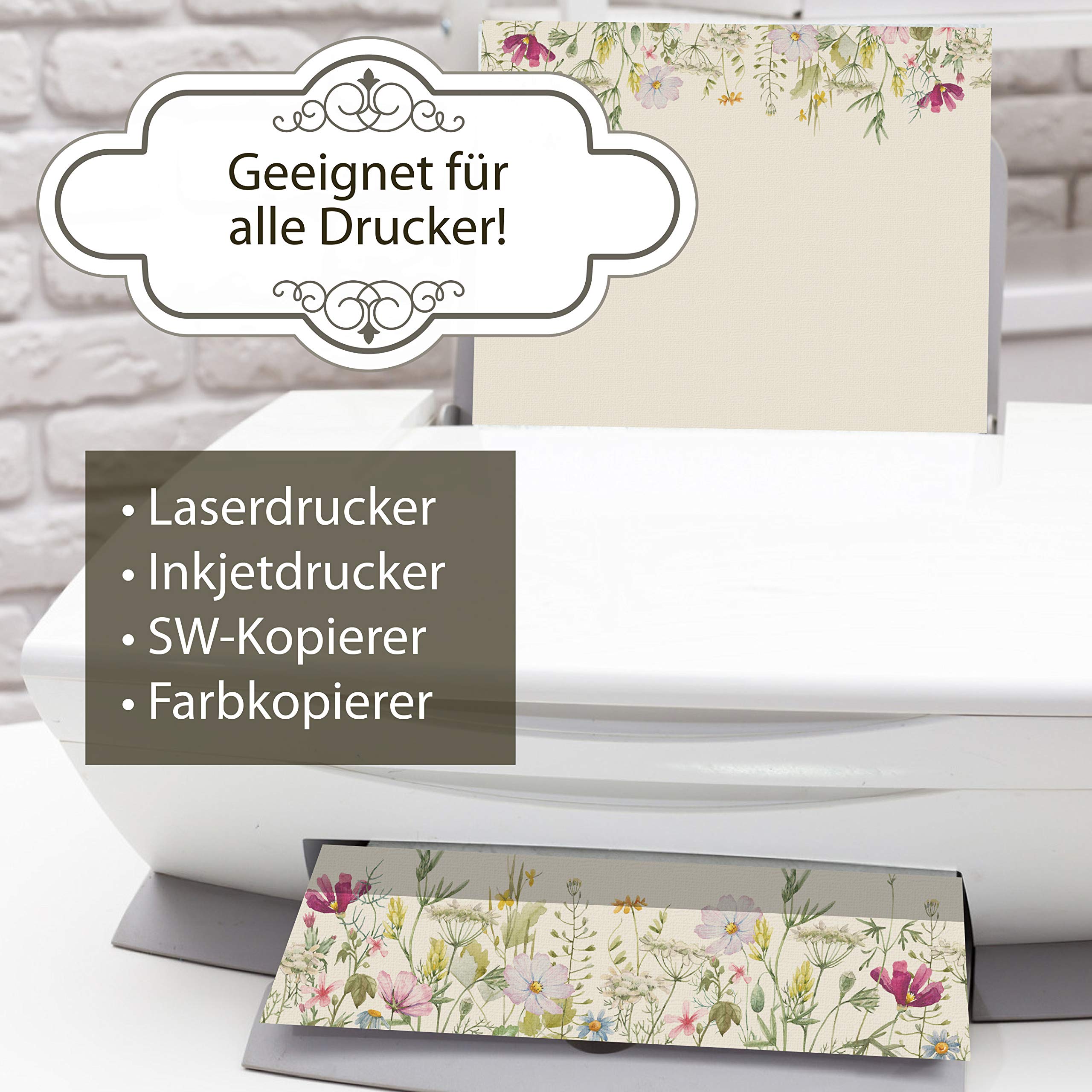 Wildblumen Briefpapier mit Umschlag Set 100 set di carta DIN A4 beidseitig floreale Natur nachhaltig für Frauen Erwachsene Brief Set