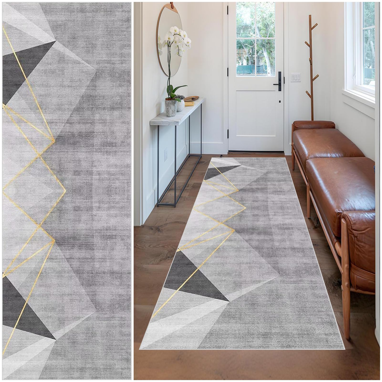 Wuzqju Runner Rug for Entryway Non Slip Doormat Runner Non Shedding Kitchen Rug Machine Washable Floor Extra Long Carpet Mat Hall Runners for Hallway Entryway Bedroom Laundry Room 90 x 140 cm