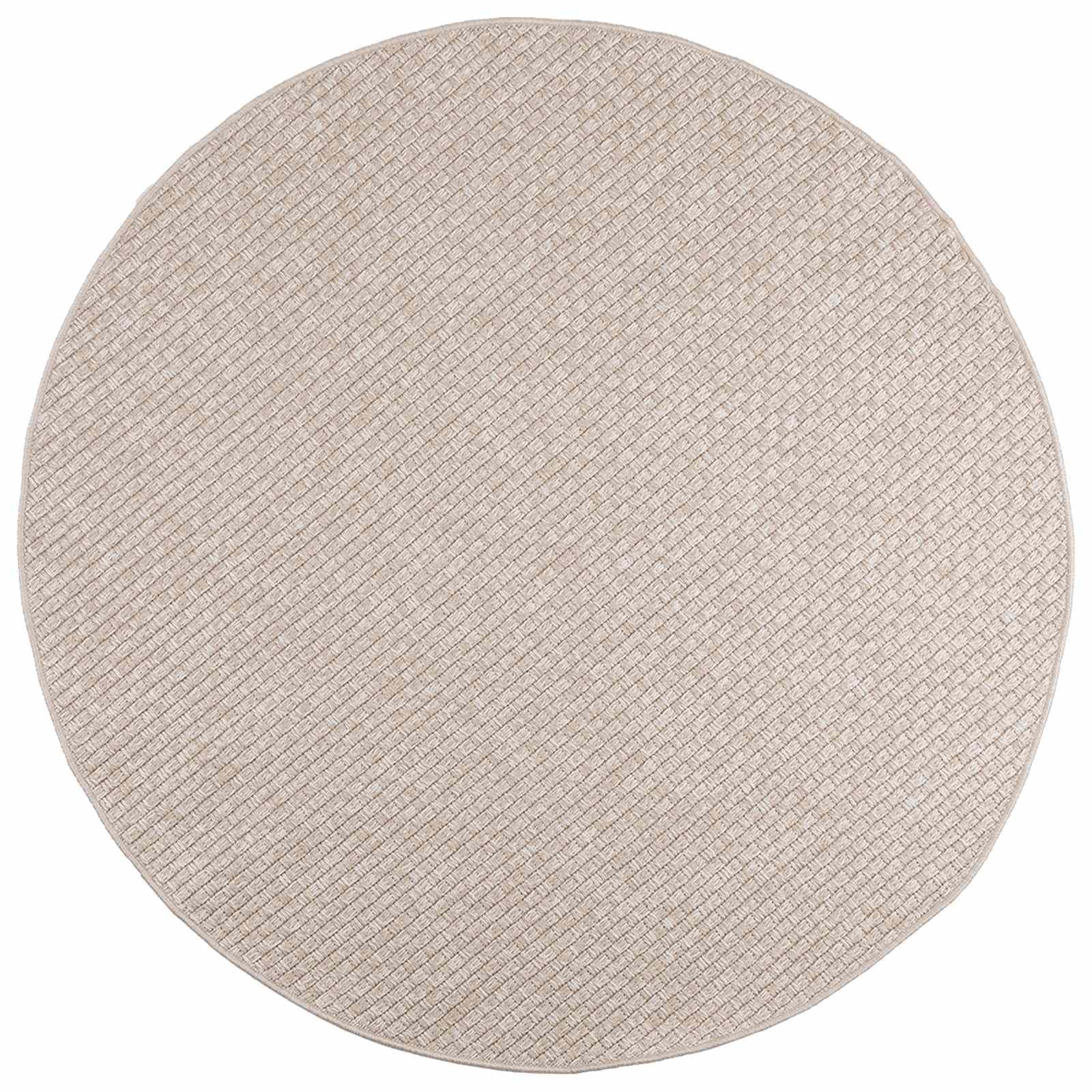 FARO Tapis rond crème Ø 120 cm en polyester antidérapant pour salon, couloir et extérieur couvert lavable en machine