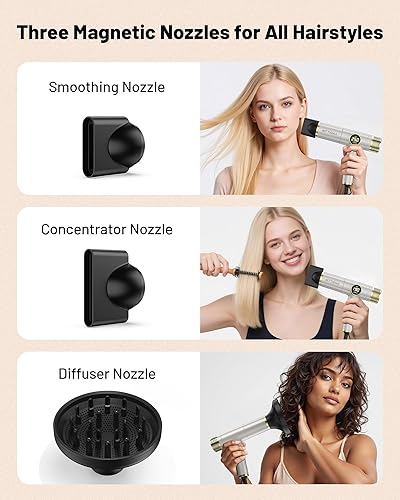 Miniatura 6 de Secador de pelo iónico infrarrojo con difusor  Secador de soplado de doble voltaje de 2000 W, regalo para mujeres, secado rápido, control de