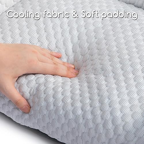 Miniatura 7 de Hollypet Sofá cama refrescante para perros y gatos, sofá cama suave y calmante para gatos y perros medianos y pequeños, gris, 24 x 18 x 10 pulgadas
