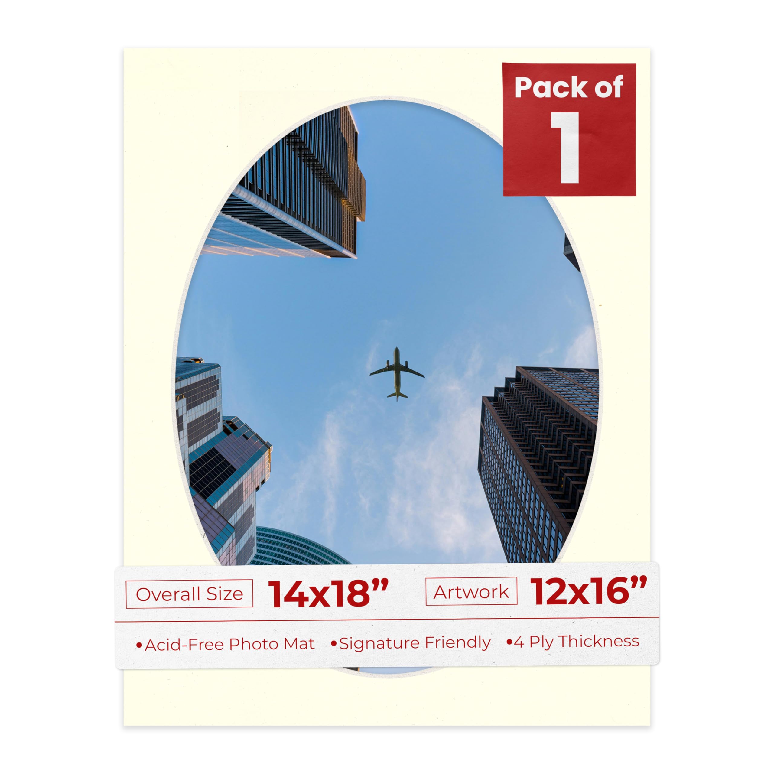 14x18 Mat Bevel Cut for 12x16 Photos - Precut Textured Cream Oval Shaped Photo Mat Board Opening - Acid Free Matte to Protect Your Pictures - Bevel Cut for Family Photos, Pack of 1 Matboard-image-5
