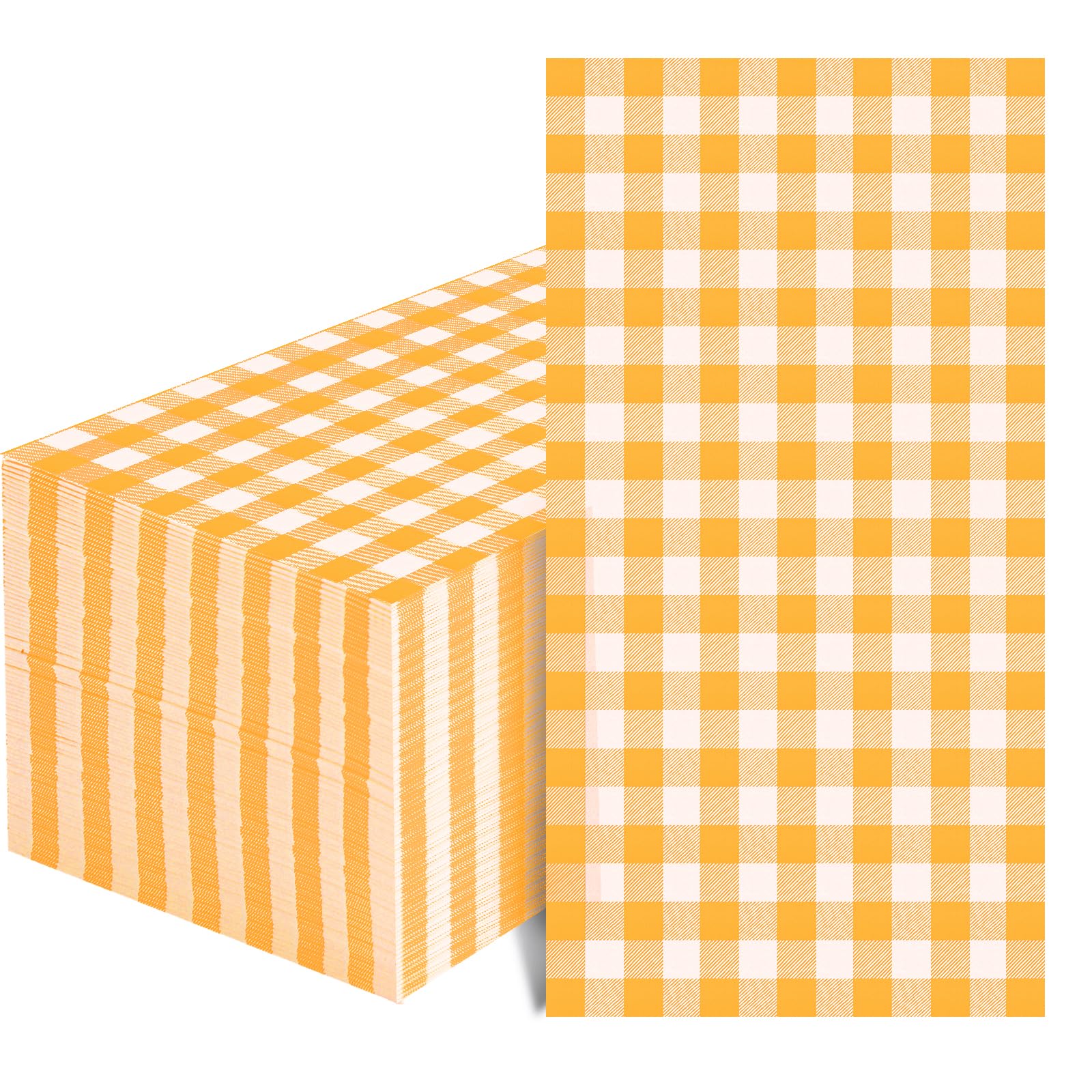 Photo 1 of 100 Pcs Orange Gingham Napkins Disposable - Orange and White Checkered Paper Napkins - Plaid Dinner Napkins for Birthday Picnic Wedding Party Supplies