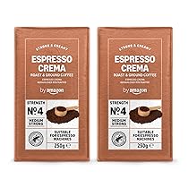 by Amazon Espresso Crema Caffè macinato, Tostatura media, 500 g – 250 g (Confezione da 2) – Certificato Rainforest Alliance