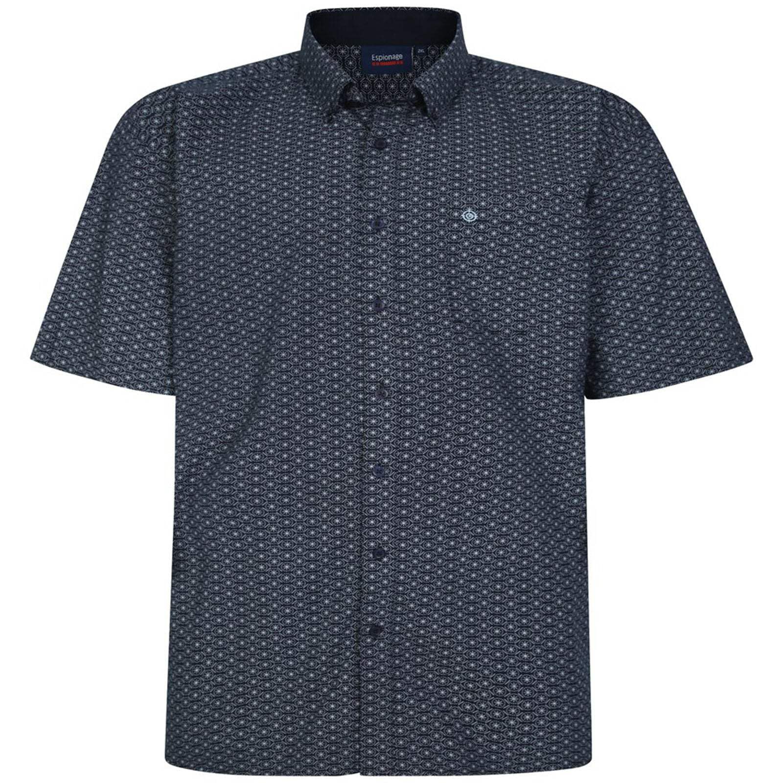 Espionage Mens Plus Size SH402 AOP Geometric S/S Shirt 5XL Navy