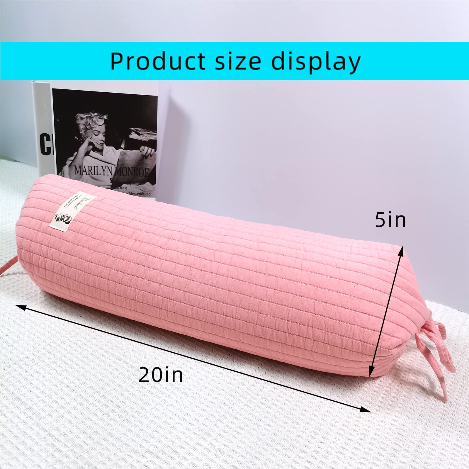 buckwheat Pillow Cylindrical Shape,Super Soft Pillowcase, Removable and Washable (Pink)