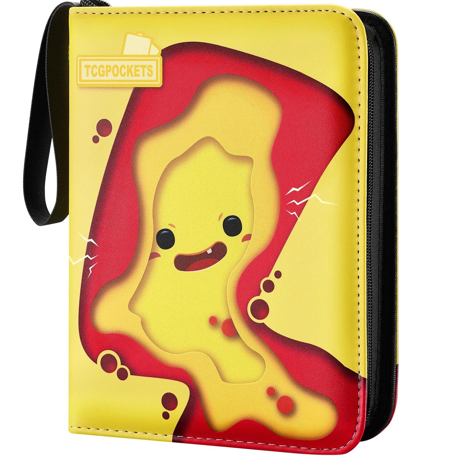 TCGPOCKETS Card Binder 440 Pockets, 4-Pocket Trading Card Binder with 55 Sleeves, Zipper Card Holder Album for TCG, MTG, Baseball, Football and Sports Cards, Yellow