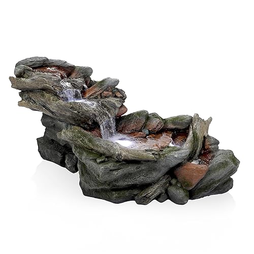 Alpine Corporation | 60"L Outdoor 3-Tier Rainforest Rock River Hand-Painted