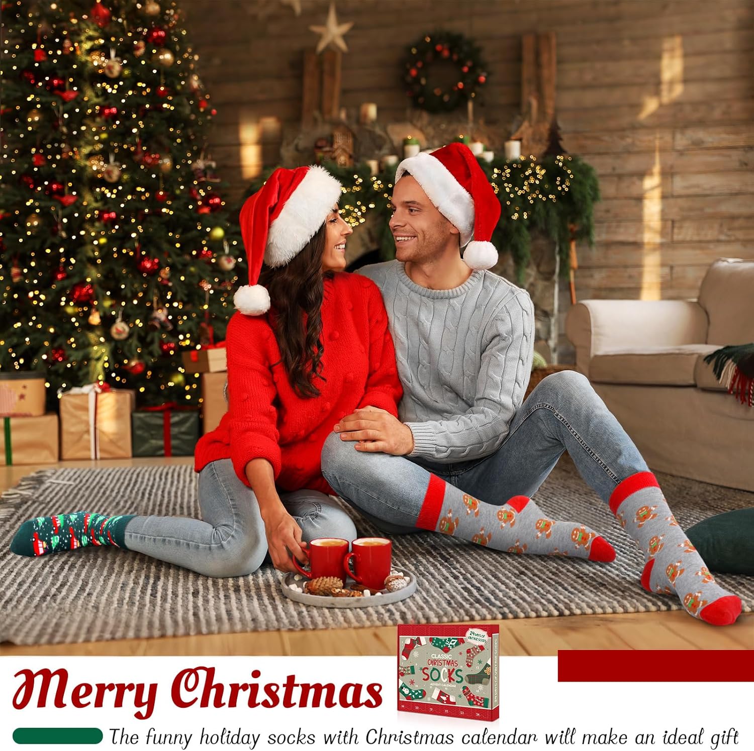 Capoda 24 Pairs Christmas Socks Advent Calendar 2025 Retro Unisex Cotton Crew Socks Set for Adults Men Women 24 Days Christmas Advent Calendar Gift for Xmas Party Favors - Image 6