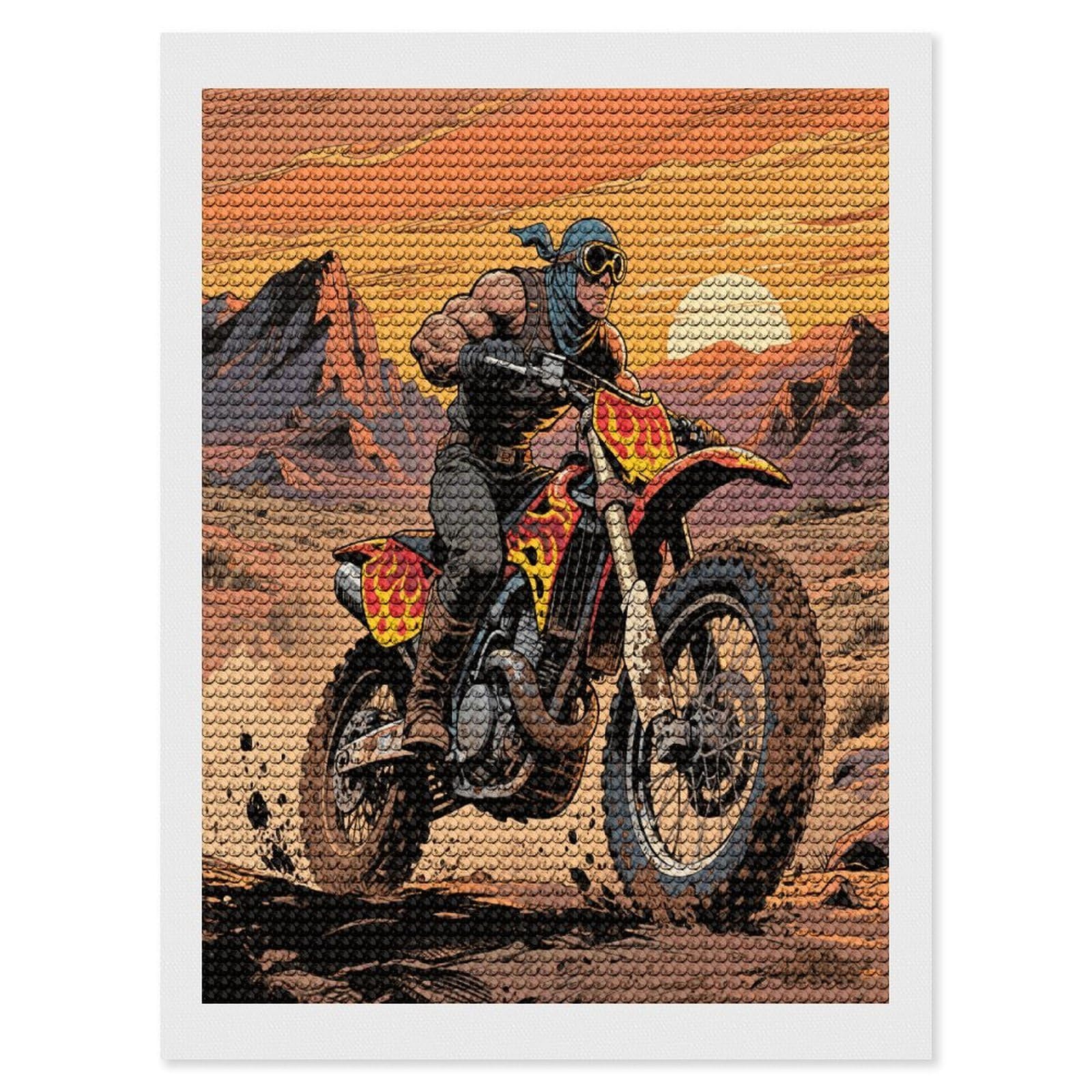 FekiLoot Motocross Dirt Bike Paint by Numbers Kit for Adults Beginner DIY Diamond Dots Paintings Round Full Drill Diamond Art Kits Picture Diamond Art Painting Kits for Home Decor 12"x16"