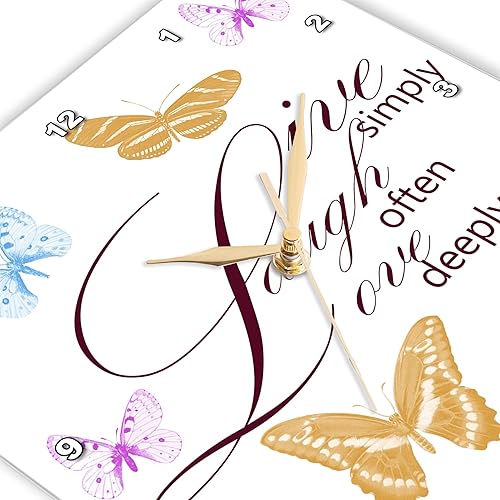 Miniatura 2 de 3dRose DPP_79139_1 Live, Laugh, Love with Pretty Butterflies - Reloj de pared, 10 x 10 pulgadas