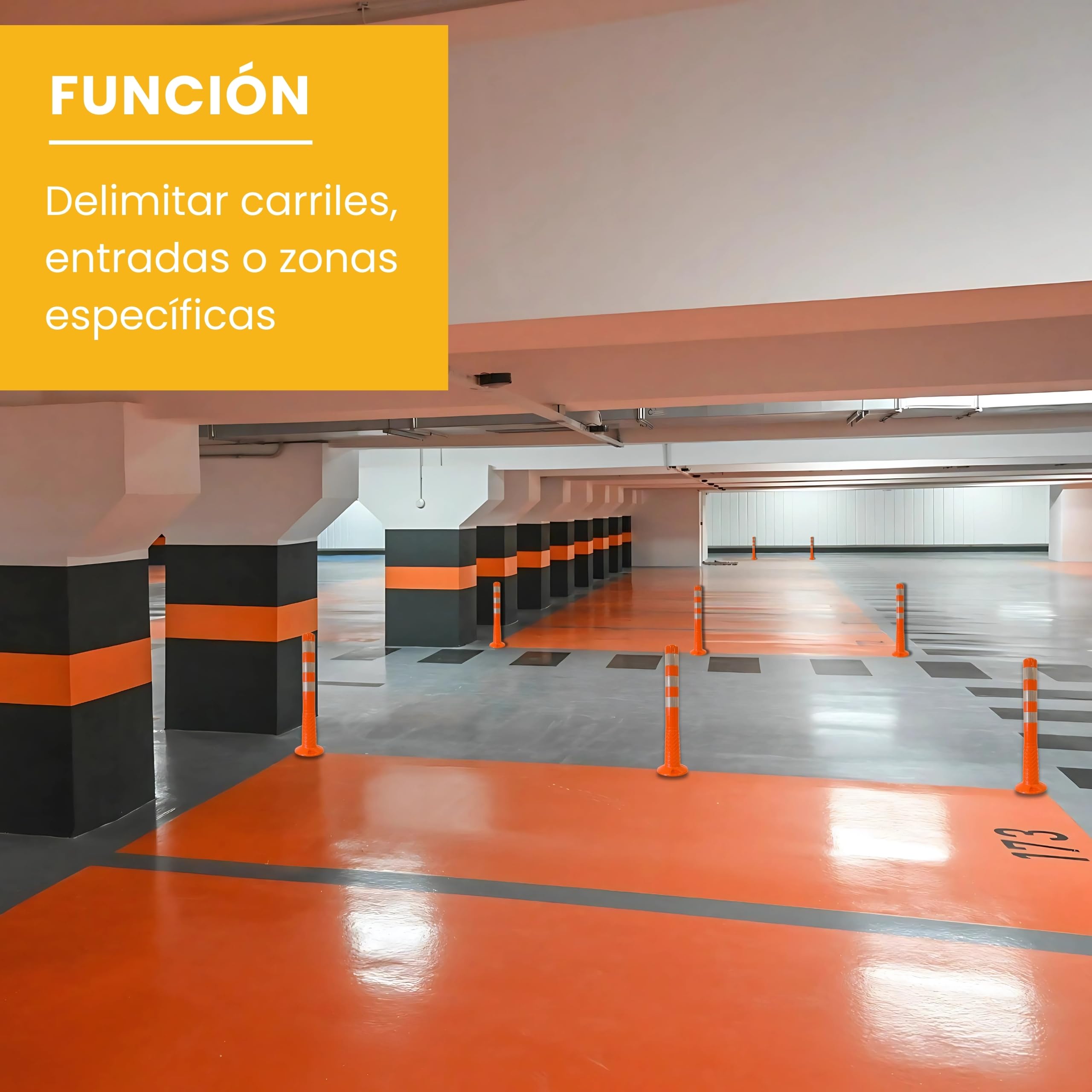 PARKING FACIL | Borne de signalisation flexible avec bandes réfléchissantes | Taille : 75 cm | Vis incluses | 1 unité (orange)