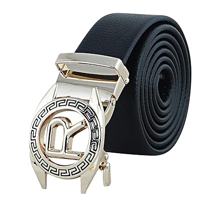 Buy Zacharias Men's Faux Leather Auto Lock Belt R Buckle (Black