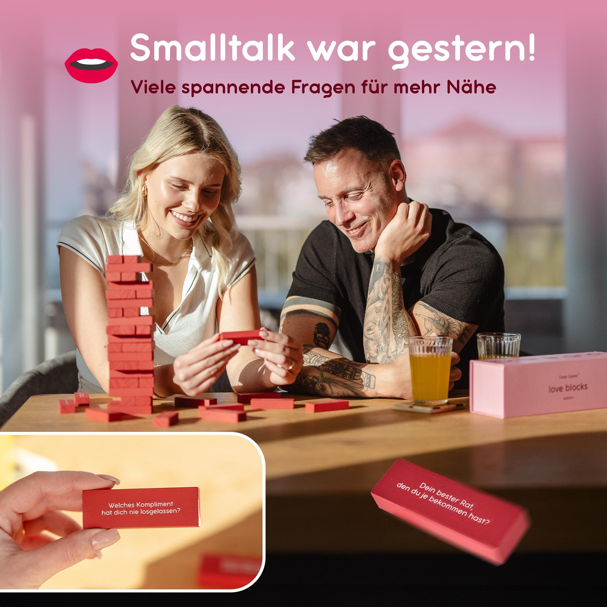 Love Blocks – Spiele für Paare zu zweit bei Date Night, Paarzeit & Liebe | Paar Geschenke Jahrestag, Hochzeitstag, Valentinstag, Geburtstag oder einfach so – für Ihn & Sie