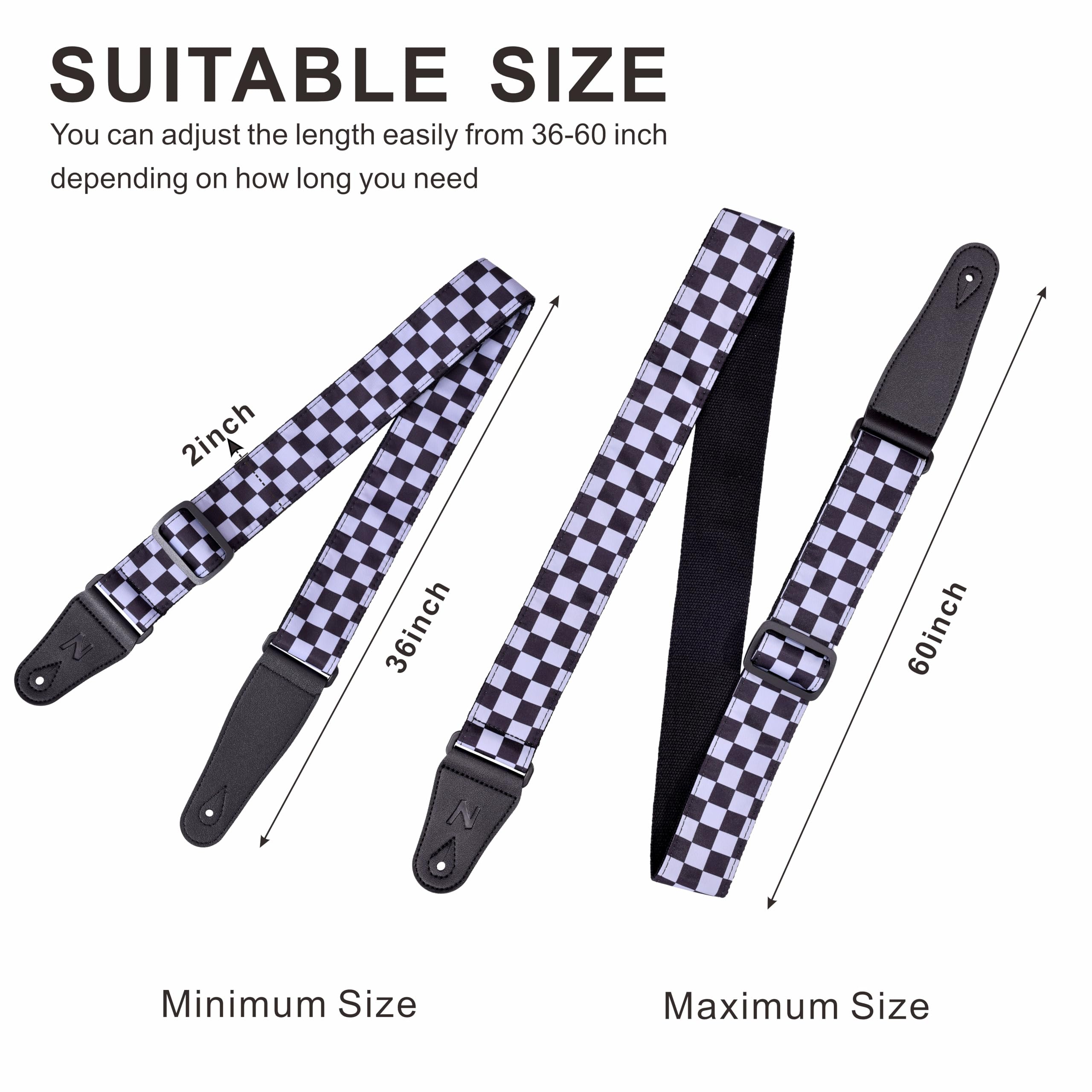 Nefelibata Guitar Strap-2" Wide Double Layer Cotton Original Design Adjustable Guitar Straps with Long Leather Ends for Bass Electric & Acoustic - Image 4