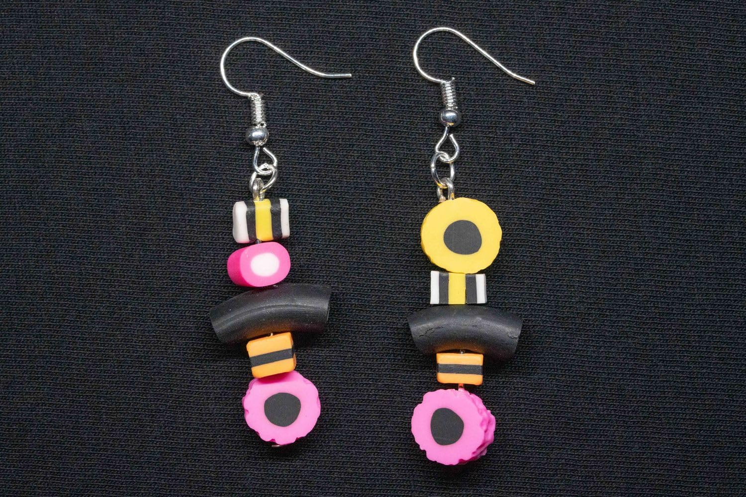 Miniblings Lakritz Ohrringe Hänger Konfekt Handarbeit Bonbon Süßigkeit Süß Essen 35mm - Handmade Modeschmuck I Ohrhänger Ohrschmuck versilbert