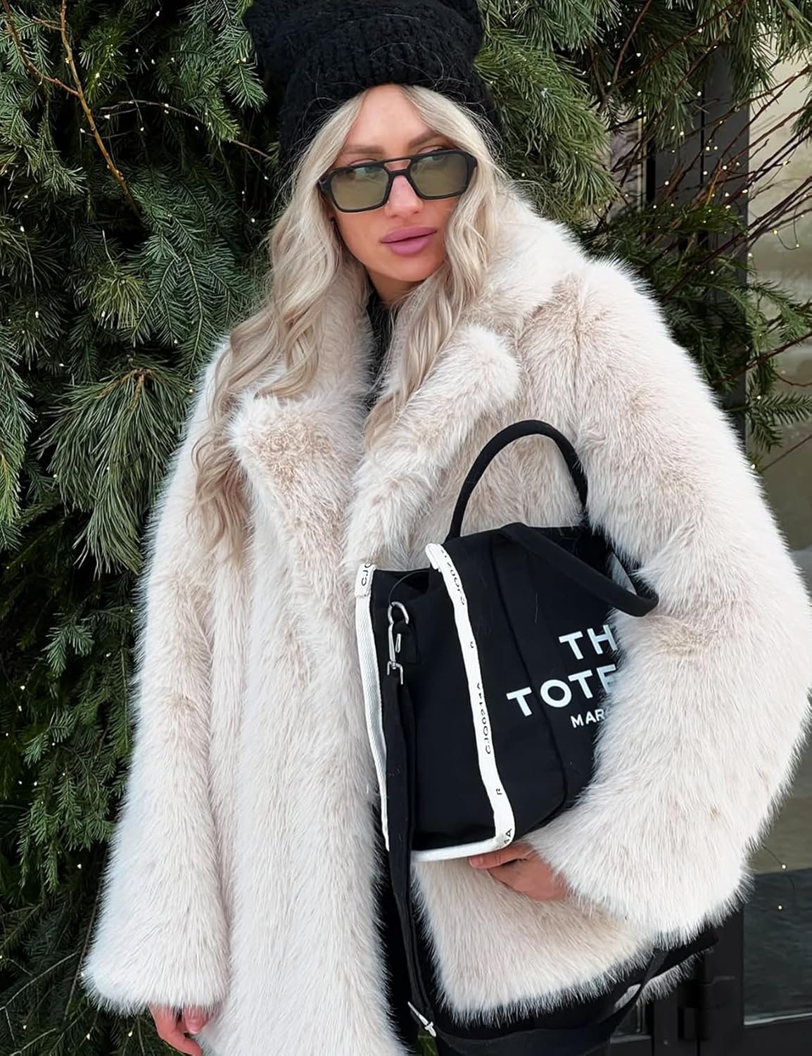 Arssm Women's Faux Fur Coat Long Sleeve Fluffy Jacket Open Front Furry Winter Warm Lapel Shaggy Coat Outwear - Image 4