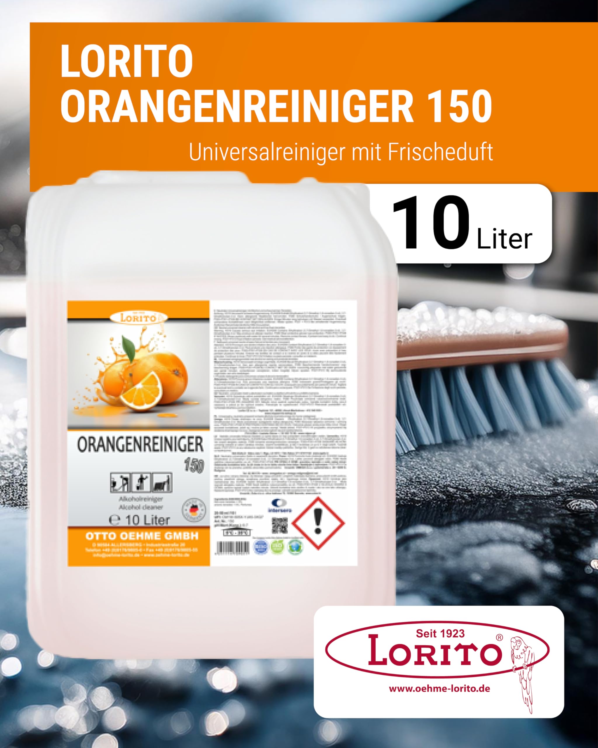 Lorito Orangenreiniger Universalreiniger 10L | Allzweckreiniger mit Frischeduft,sanfter & kraftvoller Orangenölreiniger für Küche, Bad & Wohnräume, strahlender Glanz