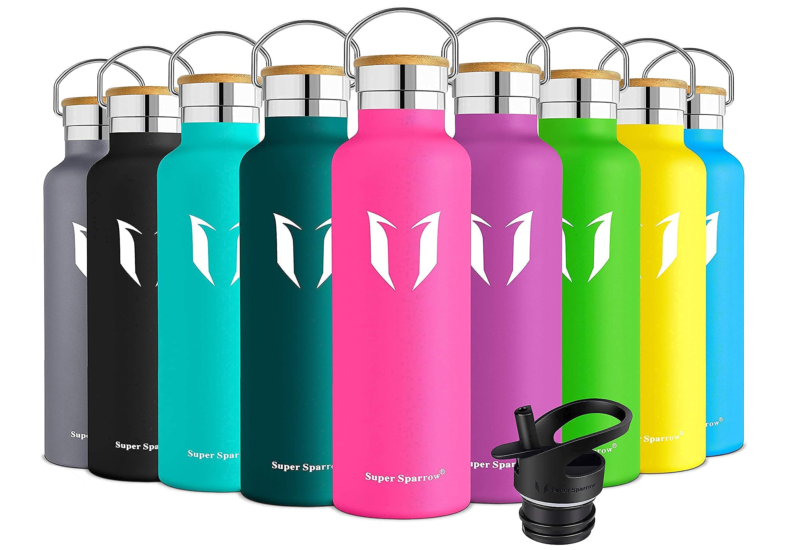 Super Sparrow Borraccia Termica, Bottiglia Termica Senza Perdite - 350ml, 500ml, 620ml, 750ml, 1L - Senza BPA Borracce, per Bambini, Scuola, Sport, Campeggio, Yoga, Palestra, Ciclismo