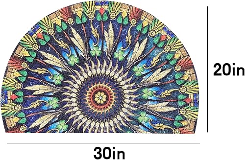 Miniatura 2 de Tapete de bienvenida bohemio verde semicircular para interiores y exteriores, lazo de seda, resistente, bohemio, para puerta delantera, fácil de