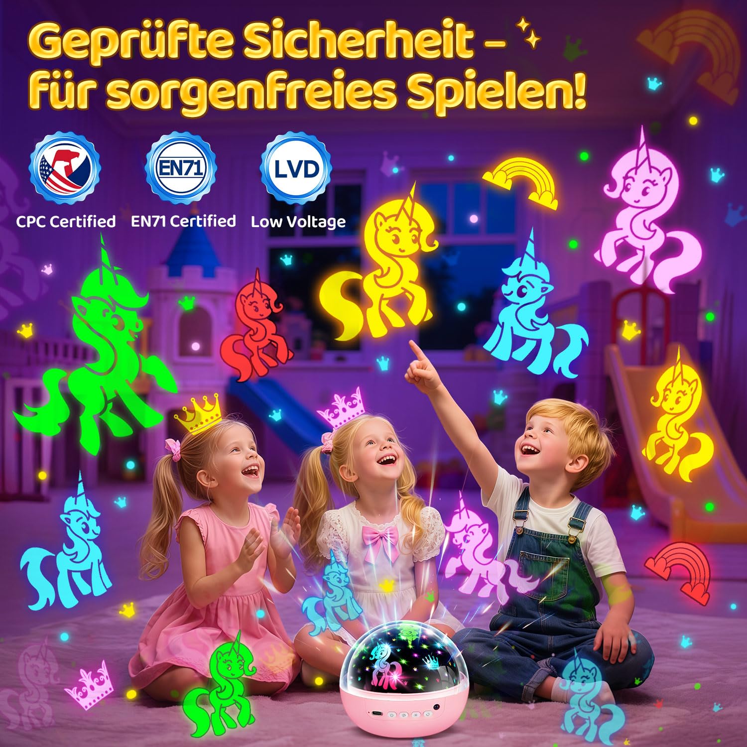 Einhorn Spielzeug ab 3-12 Jahre Mädchen, 【3 Filme+93 Effekte+Dimmbar】 Einhorn Geschenke für Mädchen Geschenke, 【Remote+3 Timer+Rotation】 Sternenhimmel Projektor Kinder, Meerjungfrau Spielzeug