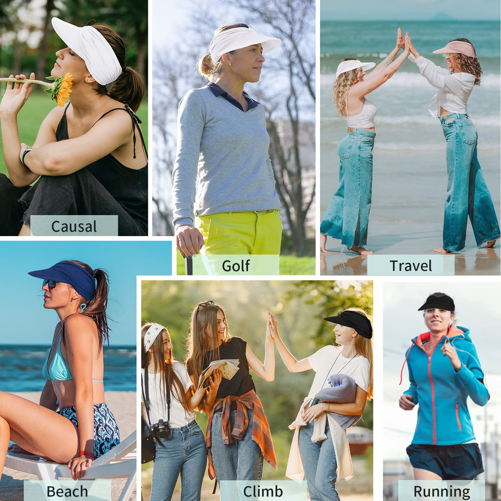 Sombreros de sol para mujer con protección UV, visera de ala ancha, sombreros de verano con cola de caballo, marino, One Size, marino, talla única