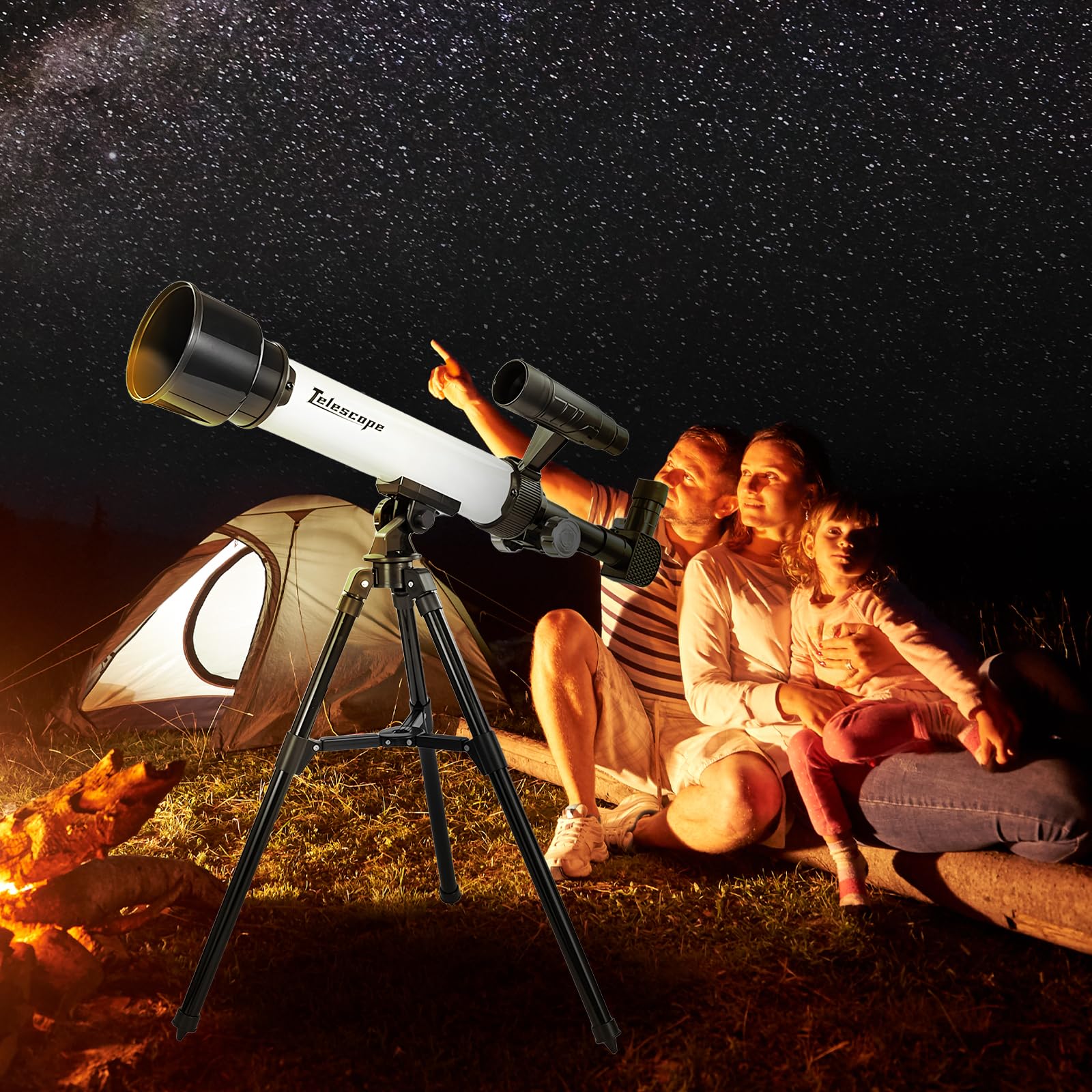 Telescopio Astronomico per Principianti Adulti Apertura 50 mm/500 mm, Telescopio Optics Rifrattore Portatile da Viaggio 30X/60X con Treppiede Regolabile