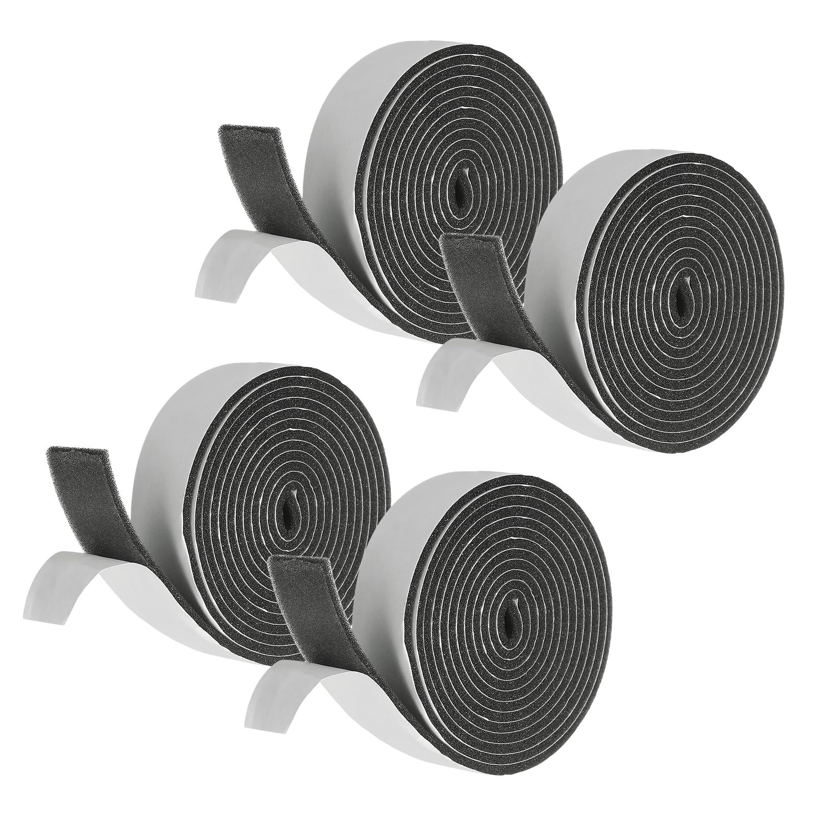 sourcing map Weather Stripping Door Seal, 4 Rolls 25mm x 3mm Adhesive Foam Tape Seal Soundproof Insulation Strips for Door Frame Window Gaps (26 Feet Total, 6.5 Feet/Roll)