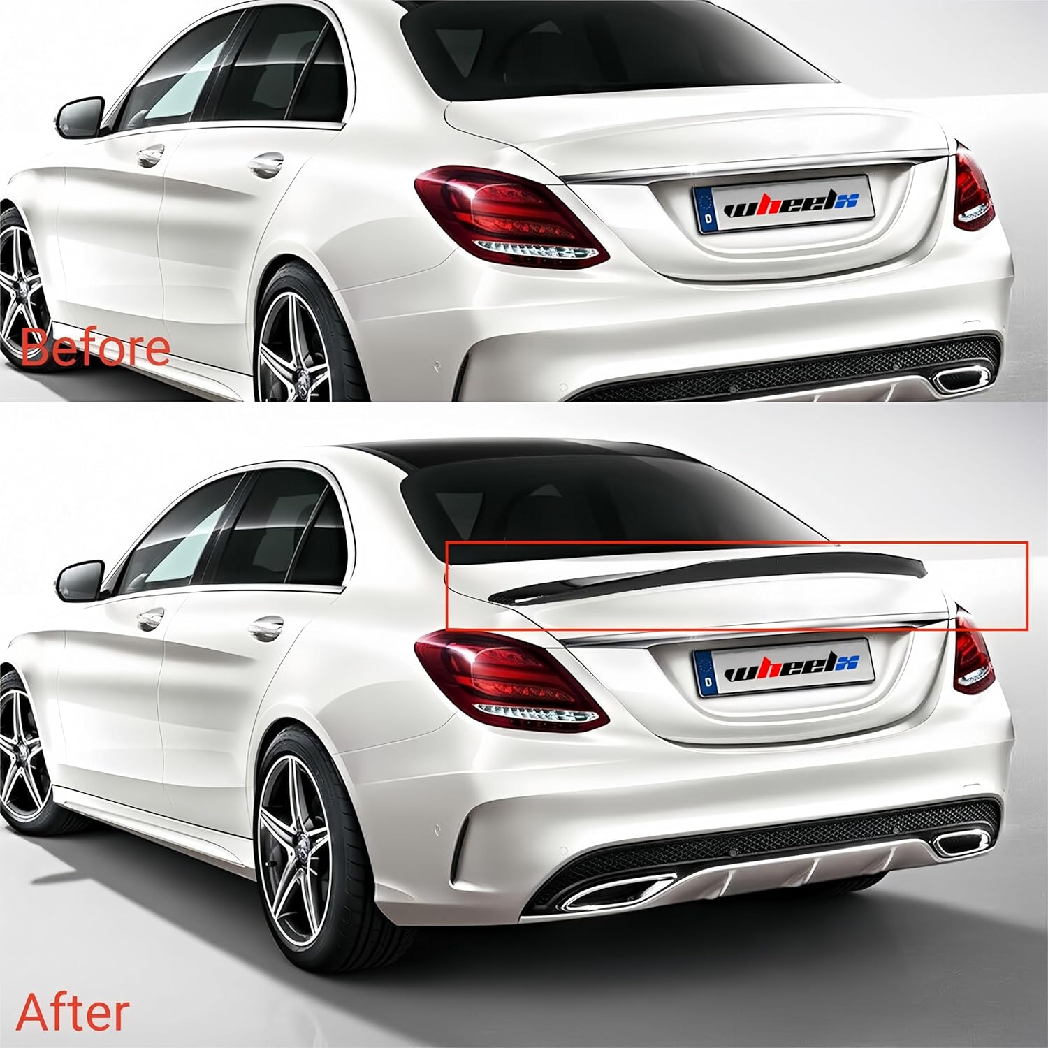 Rear Spoiler Compatible with Mercedes Benz W205 C-Class 2015-2021, Duckbill Spoiler Fits for C63 C160 C180 C200 C250 C300 C400 C450 Sedan, Duckbill Trunk Tail Deck Lid Wing Lip (Glossy Black)