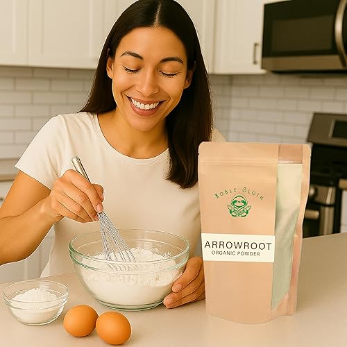 Miniatura 6 de Noble Sloth Polvo de arrurruz orgánico prémium de 16 onzas, almidón de arrurruz natural puro, sin gluten, sin OMG, espesante para cocinar y hornear,