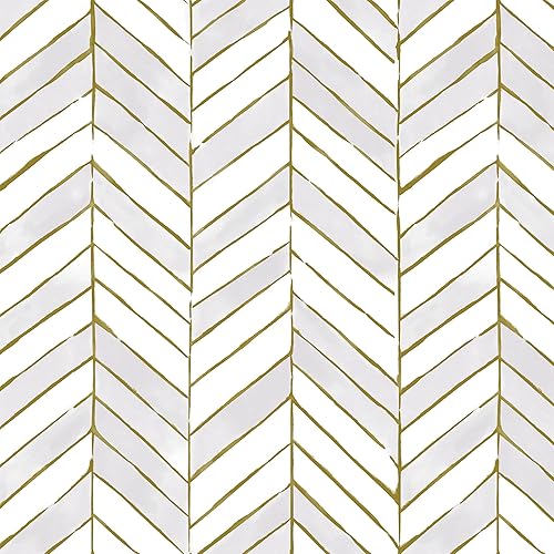 Papel tapiz dorado y gris claro, papel de contacto geométrico moderno de 17.3 x 78.7 pulgadas, papel tapiz de espiga extraíble, papel de contacto a