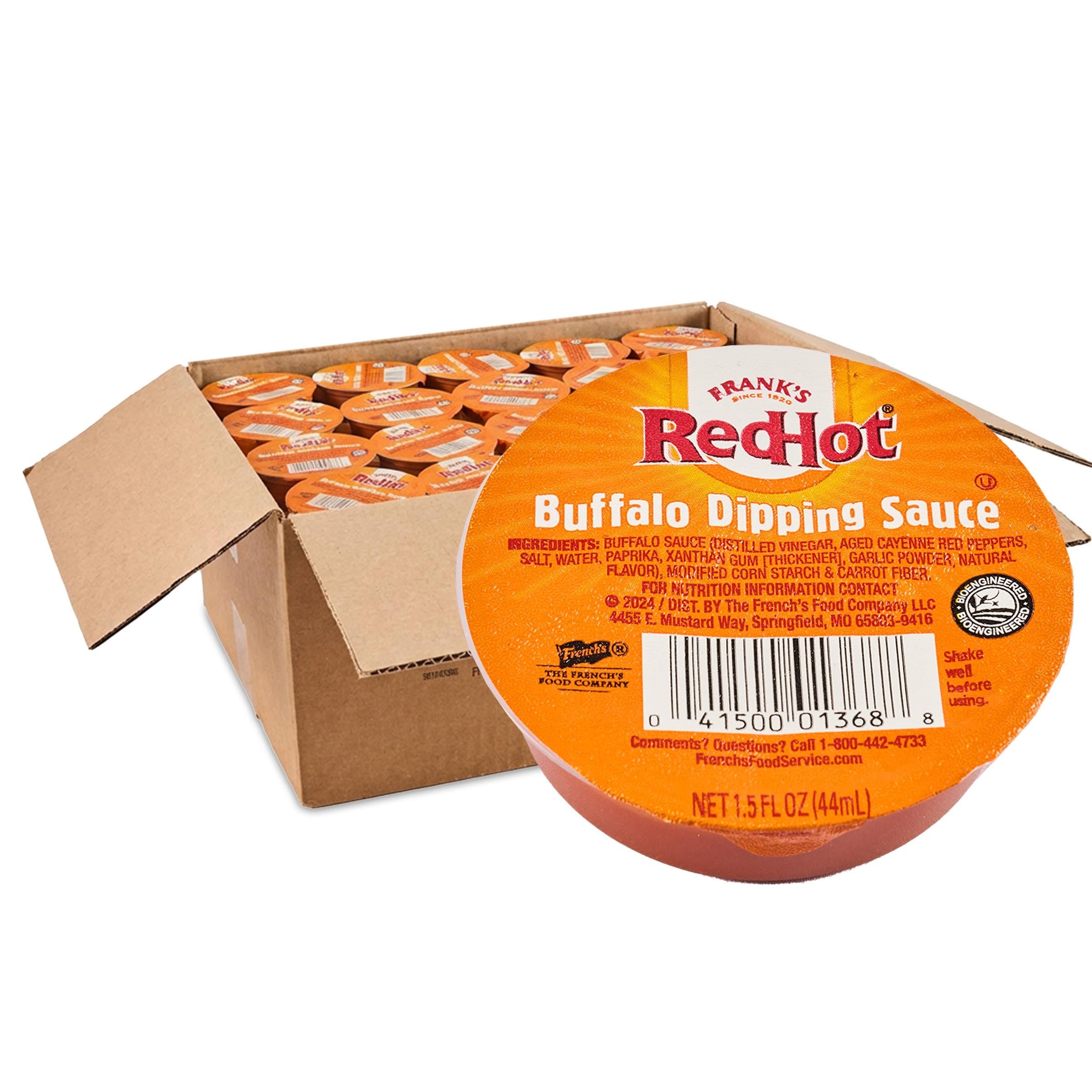 Frank’s RedHot Buffalo Dipping Sauce, Single-Serve Dip Cups, Signature Buffalo Flavor & Heat, For Takeaway and Dine-In Service, 1.5 fl oz (Pack of 100)
