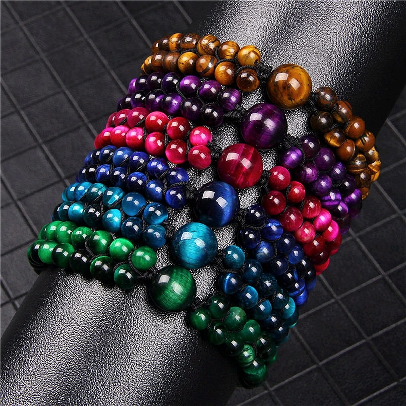 Naturstein-Armband, Vintage-Stil, natürlicher Tigerauge-Stein, geflochtenes Armband, Herren, zweireihig, 6 mm Perlen, Armbänder für Frauen, exquisiter Schmuck, Armband-Schmuck