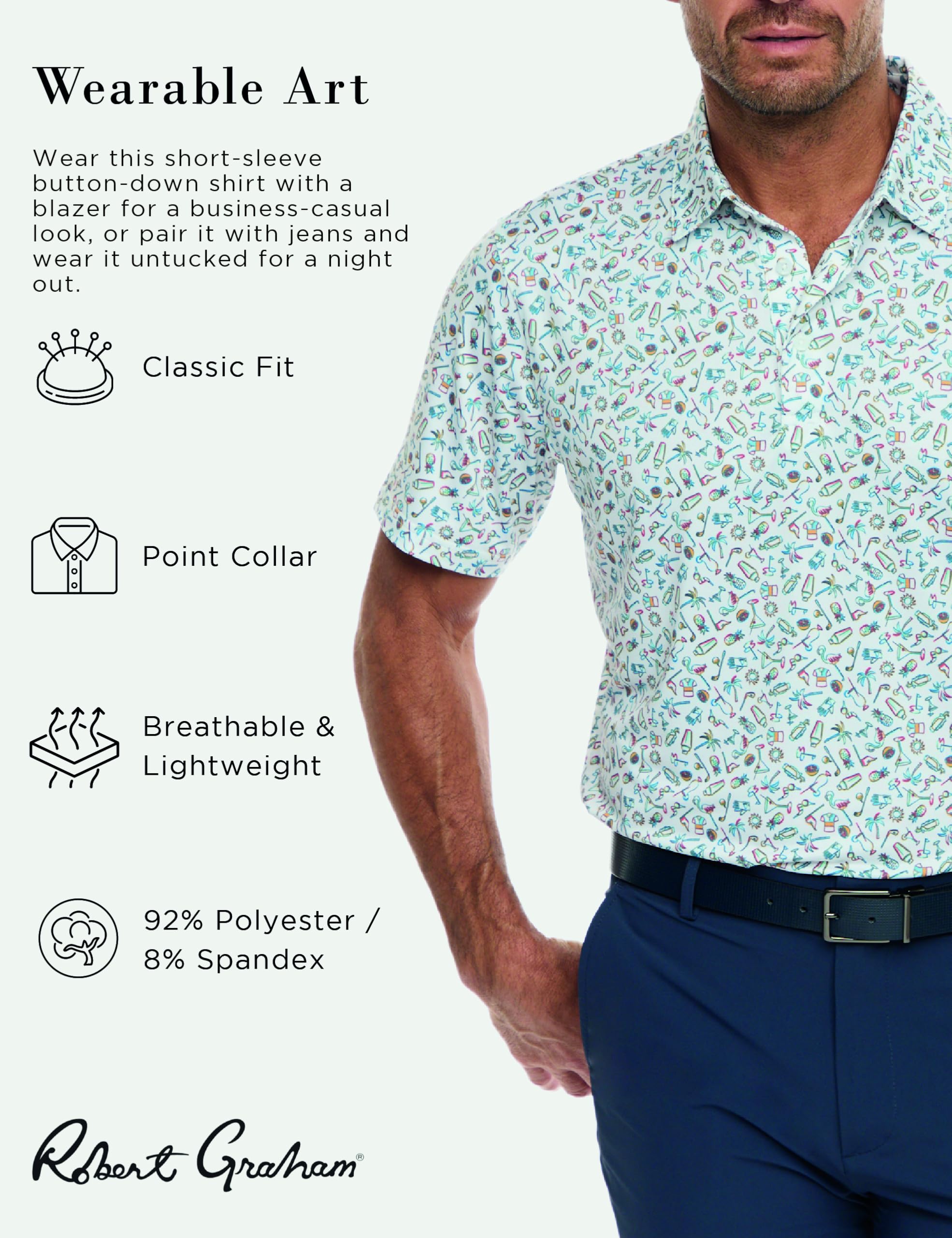 Robert Graham Herren Sunset Sips Short Sleeve Knit Polo Shirt Rf247111cf (1er Pack)