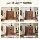 LYNCOHOME Fluted Nightstand with 3 Drawers, Modern Wood Chest of Bedside Table with Curved Profile, Fluted Dresser Organizer for Bedroom,Walnut
