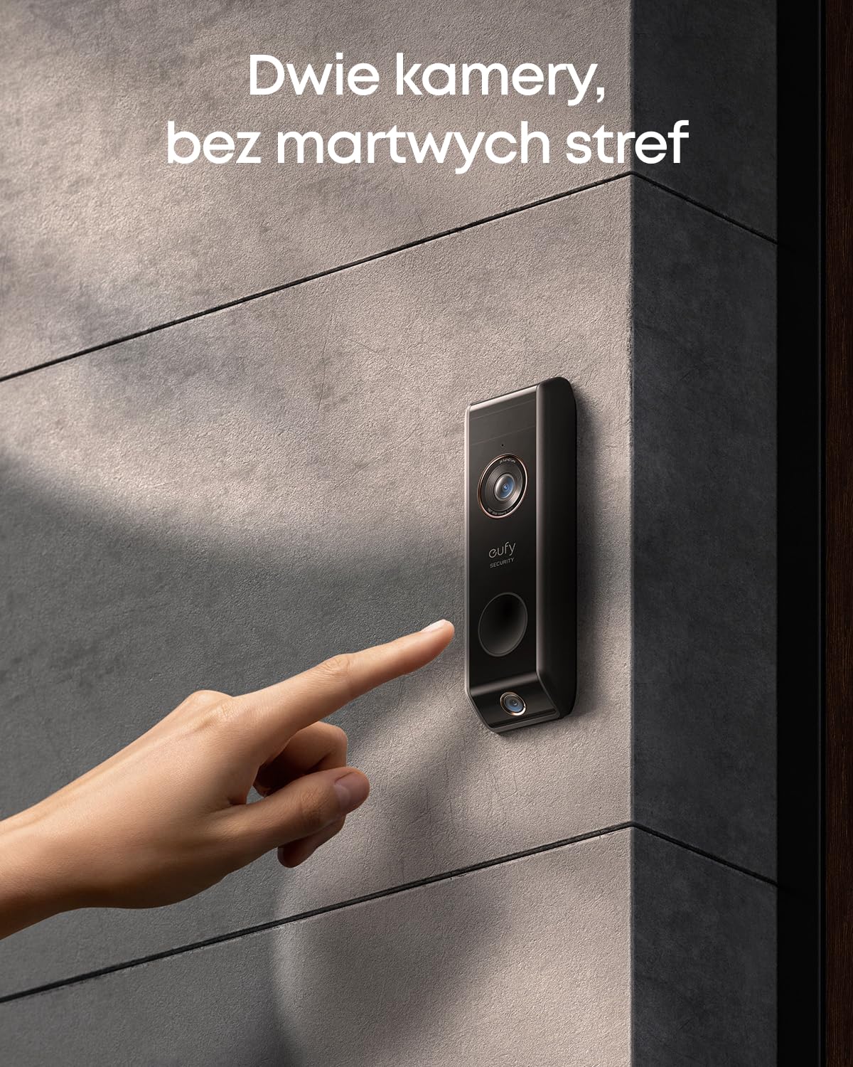 eufy Security Video Doorbell S330 Dual Camera (z baterią), dodatkowa kamera, dzwonek do drzwi zasilany akumulatorem, czujnik ruchu, rozpoznawanie paczek, 2K HD, bezpłatne użytkowanie