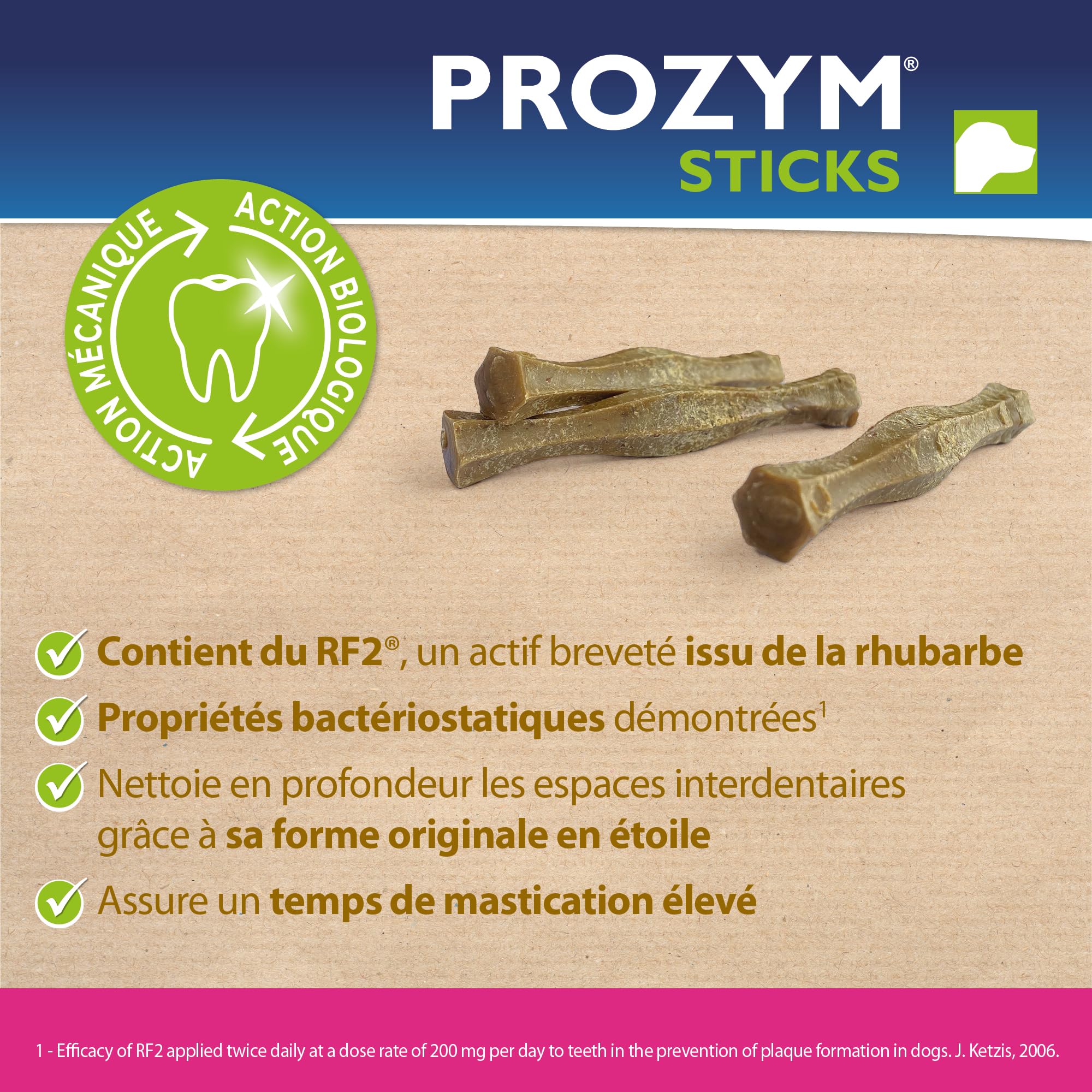PROZYM RF2 Pack 2x12Sticks - Spéciale Hygiène Dentaire Naturelle - Recommandé par des Vétérianire - Formule Vegan pour Chien - 24 Sticks (+25kg)